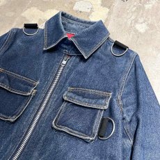 画像4: KNIT SWITCHED MULTI POCKET ZIP UP DENIM JACKET / Mens S (4)