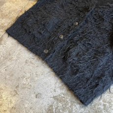 画像4: BLACK COLOR LONG SHAGGY DESIGN CARDIGAN / Ladies L (4)