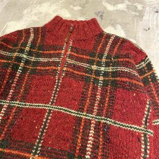 画像4: 【RALPH LAUREN】CHECK PATTERN HALF ZIP WOOL HANDKNIT SWEATER / Mens S(L) (4)