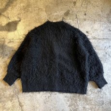 画像2: BLACK COLOR LONG SHAGGY DESIGN CARDIGAN / Ladies L (2)