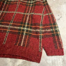 画像6: 【RALPH LAUREN】CHECK PATTERN HALF ZIP WOOL HANDKNIT SWEATER / Mens S(L) (6)