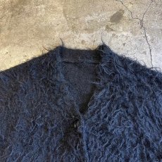 画像7: BLACK COLOR LONG SHAGGY DESIGN CARDIGAN / Ladies L (7)