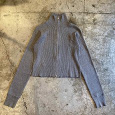 画像1: SILVER GLITTER DOUBLE ZIP RIB KNIT L/S TOPS / Ladies M (1)