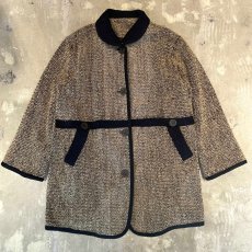 画像1: BICOLOR SWITCHED PIPING VELOUR HALF COAT / Mens L (1)