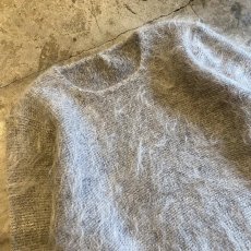 画像3: LIGHT GRAY COLOR DESIGN MOHAIR KNIT SWEATER / Ladies M (3)