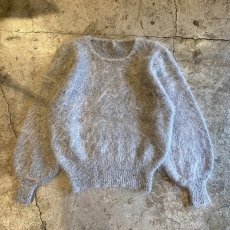 画像1: LIGHT GRAY COLOR DESIGN MOHAIR KNIT SWEATER / Ladies M (1)