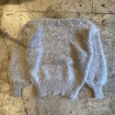 画像2: LIGHT GRAY COLOR DESIGN MOHAIR KNIT SWEATER / Ladies M (2)