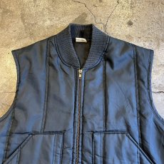 画像5: NAVY COLOR BIG DOUBLE POCKET DESIGN NYLON ZIP UP VEST / Ladies L  (5)