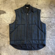 画像1: NAVY COLOR BIG DOUBLE POCKET DESIGN NYLON ZIP UP VEST / Ladies L  (1)