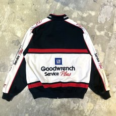 画像2: PUTCHED & EMBROIDERY ZIP UP RACING JACKET / Mens L (2)