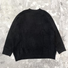 画像2: FRONT SHOULDER CUT DESIGN BLACK KNIT SWEATER / Mens XL (2)