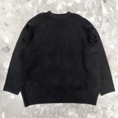 画像1: FRONT SHOULDER CUT DESIGN BLACK KNIT SWEATER / Mens XL (1)