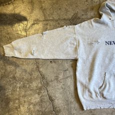 画像13: FRONT "NEW YORK USA" LOGO EMBROIDERY CRASH DAMAGE DESIGN SWEAT HOODIE / Ladies XL  (13)