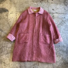 画像1: OLD PINK COLOR DESIGN MOHAIR POINT KNIT COAT / Ladies M / MADE IN SPAIN (1)