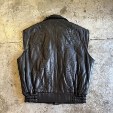 画像2: STITCH PATTERN REAL LEATHER ZIP UP VEST / Ladies L(50) / MADE IN ITALY (2)