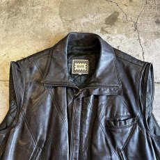 画像6: STITCH PATTERN REAL LEATHER ZIP UP VEST / Ladies L(50) / MADE IN ITALY (6)