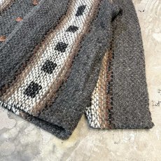 画像6: NATIVE STRIPE PATTERN WOOL KNIT JACKET / Mens M(L) (6)