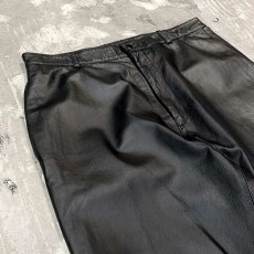 画像3: BLACK REAL LEATHER WIDE SILHOUETTE PANTS / W34 (3)