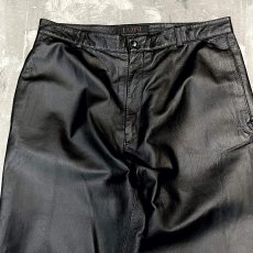 画像10: BLACK REAL LEATHER WIDE SILHOUETTE PANTS / W34 (10)