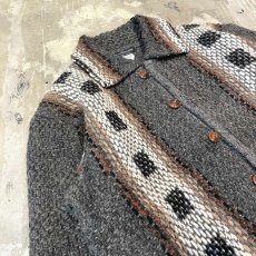 画像3: NATIVE STRIPE PATTERN WOOL KNIT JACKET / Mens M(L) (3)