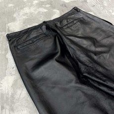 画像9: BLACK REAL LEATHER WIDE SILHOUETTE PANTS / W34 (9)