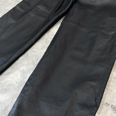 画像6: BLACK REAL LEATHER WIDE SILHOUETTE PANTS / W34 (6)