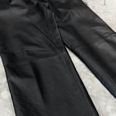 画像5: BLACK REAL LEATHER WIDE SILHOUETTE PANTS / W34 (5)