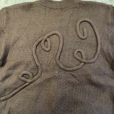 画像9: BROWN COLOR ROPE DECORATION DESIGN KNIT CARDIGAN / Ladies L (9)