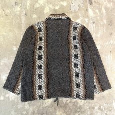 画像2: NATIVE STRIPE PATTERN WOOL KNIT JACKET / Mens M(L) (2)