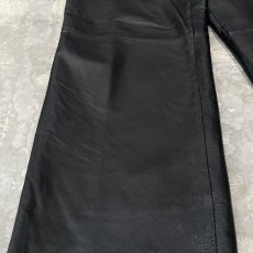 画像7: BLACK REAL LEATHER WIDE SILHOUETTE PANTS / W34 (7)