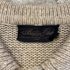 画像10: 2 COLOR LINE FRONT SPOON CABLE DESIGN POLO KNIT SWEATER / Ladies L / MADE IN USA (10)