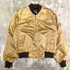 画像1: ~80's GOLD COLOR WESTERN STYLE ZIP UP JACKET / Mens L / MADE IN USA (1)