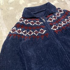 画像3: NATIVE PATTERN ZIP UP CHENILL KNIT JACKET / Mens L (3)