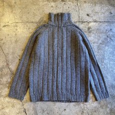 画像1: GRAY COLOR HALF ZIP DESIGN RIB DESIGN KNIT SWEATER / Ladies L (1)