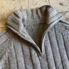 画像7: GRAY COLOR HALF ZIP DESIGN RIB DESIGN KNIT SWEATER / Ladies L (7)