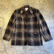 画像1: ALL OVER MIX COLOR CHECK PATTERN DESIGN TAILORED JACKET / Ladies M(14) (1)