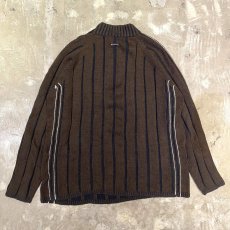 画像2: "POINT ZERO"STRIPE PATTERN HALF ZIP KNIT SWEATER / Mens XL (2)