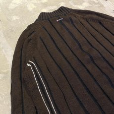 画像9: "POINT ZERO"STRIPE PATTERN HALF ZIP KNIT SWEATER / Mens XL (9)