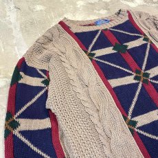 画像3: PATTERN SWITCHED KNIT SWEATER / Mens L(XL) / MADE IN USA (3)