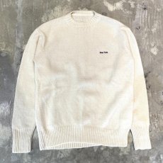 画像1: "NEW YORK" EMBROIDERY WHITE KNIT SWEATER / Mens L / MADE IN USA (1)