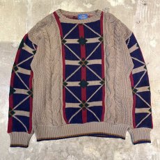 画像1: PATTERN SWITCHED KNIT SWEATER / Mens L(XL) / MADE IN USA (1)