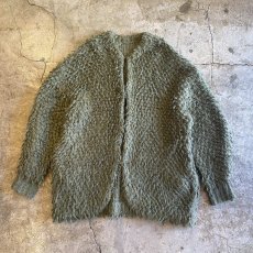 画像1: KHAKI COLOR LOOP DESIGN OVER KNIT CARDIGAN / Ladies L (1)