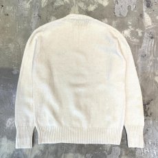 画像2: "NEW YORK" EMBROIDERY WHITE KNIT SWEATER / Mens L / MADE IN USA (2)