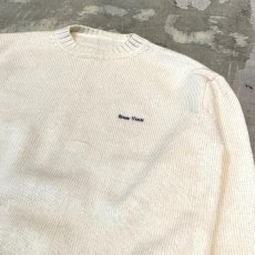 画像4: "NEW YORK" EMBROIDERY WHITE KNIT SWEATER / Mens L / MADE IN USA (4)