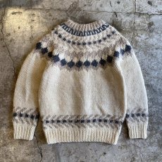 画像2: NORDIC PATTERN CONCHO BUTTON DESIGN KNIT CARDIGAN / Ladies M (2)