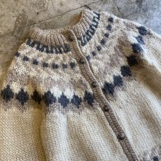 画像3: NORDIC PATTERN CONCHO BUTTON DESIGN KNIT CARDIGAN / Ladies M (3)