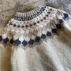 画像10: NORDIC PATTERN CONCHO BUTTON DESIGN KNIT CARDIGAN / Ladies M (10)