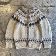 画像1: NORDIC PATTERN CONCHO BUTTON DESIGN KNIT CARDIGAN / Ladies M (1)