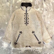 画像1: EMBROIDERY HALF ZIP BOA JACKET / Mens L / MADE IN AUSTRIA (1)