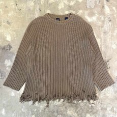 画像1: 【GAP】BEIGE COLOR DAMAGE KNIT SWEATER / Mens XXL (1)